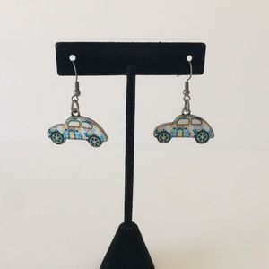 Mere's Fashion Musings Jewelry - NEW Groovy Print Herbie Car VW Bug Earrings Mere's Fashion Musings Jewelry - NEW Groovy Print Herbie Car VW Bug Earrings